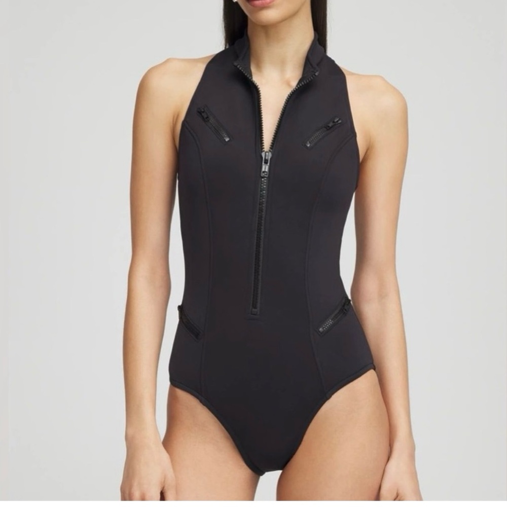 Magicsuit Black Zip Front One-Piece Swimsuit
